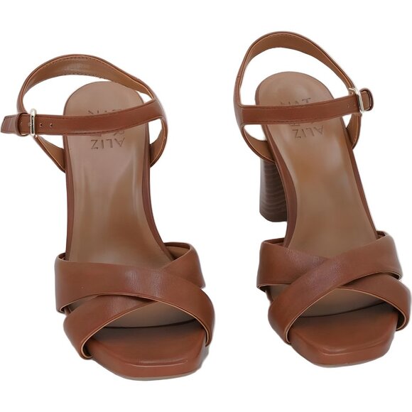 Naturalizer Morgan Open Square Toe Dress Sandals English Tea Brown US 7M EU 37 - Picture 1 of 6
